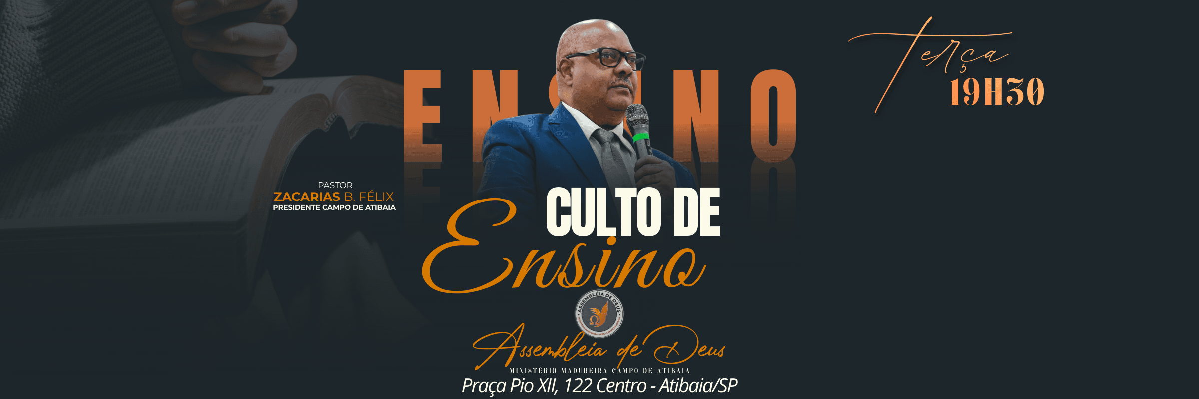 Banner do Culto de Ensino da AD Madureira Atibaia