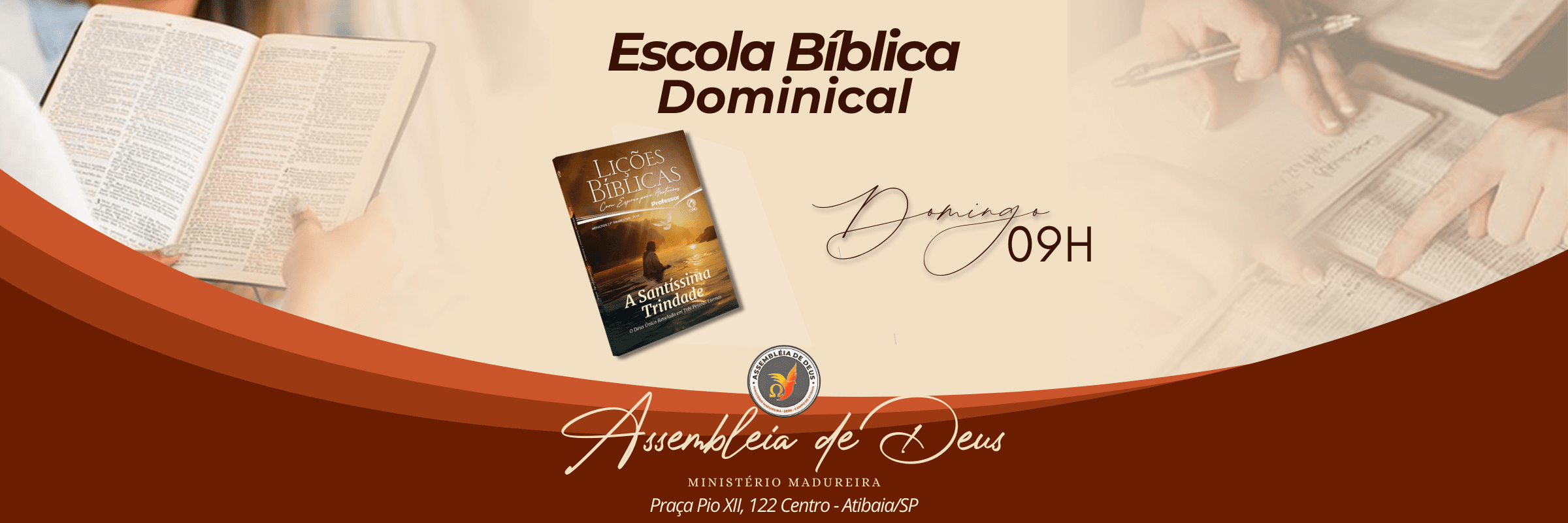 Banner da Escola Bíblica Dominical da AD Madureira Atibaia